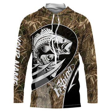 Largemouth Bass fishing tattoo camo Custom UV protection fishing long sleeve NQS3237