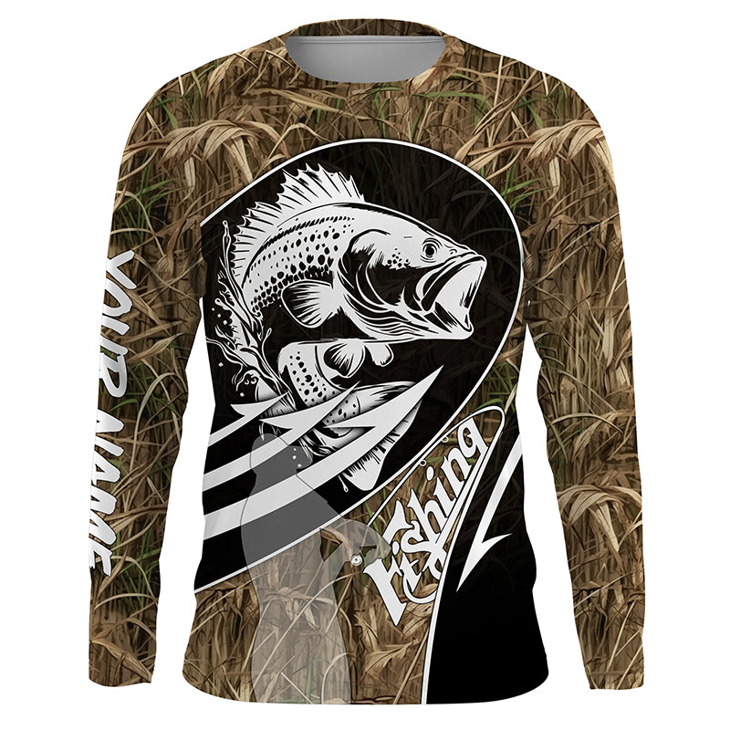 Largemouth Bass fishing tattoo camo Custom UV protection fishing long sleeve NQS3237