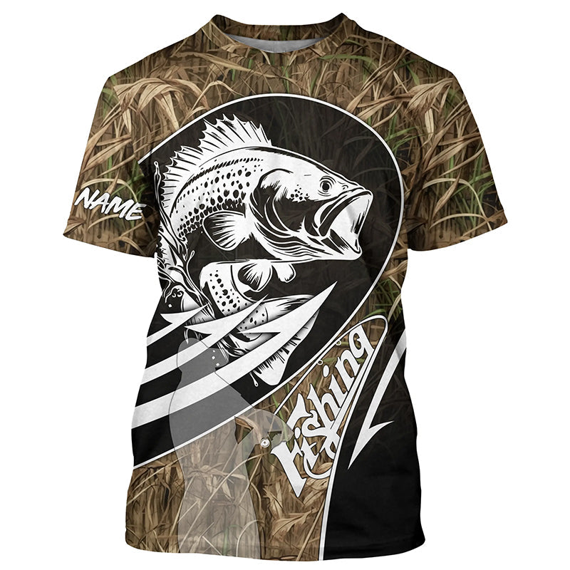 Largemouth Bass fishing tattoo camo Custom UV protection fishing long sleeve NQS3237