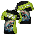 Black Green Rainbow Trout fishing Custom Long Sleeve Tournament Fishing, Trout Fishing NQS7659