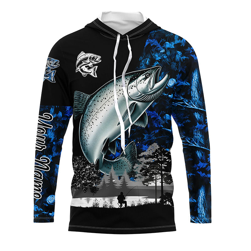 Chinook Salmon( King Salmon) Fishing blue camo Customize name UV protection performance fishing NQS1987