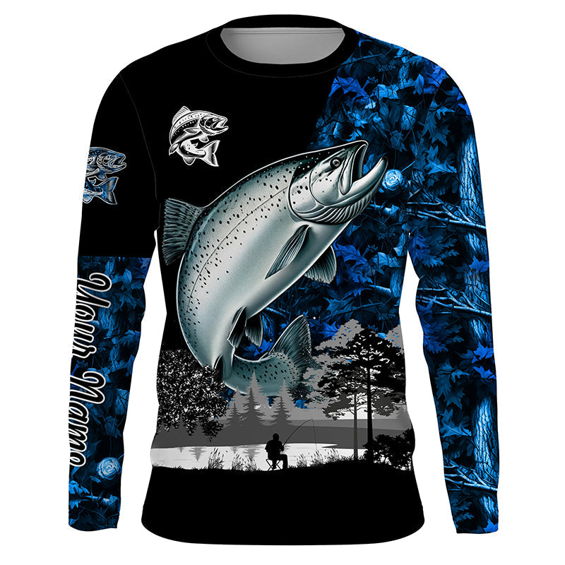 Chinook Salmon( King Salmon) Fishing blue camo Customize name UV protection performance fishing NQS1987