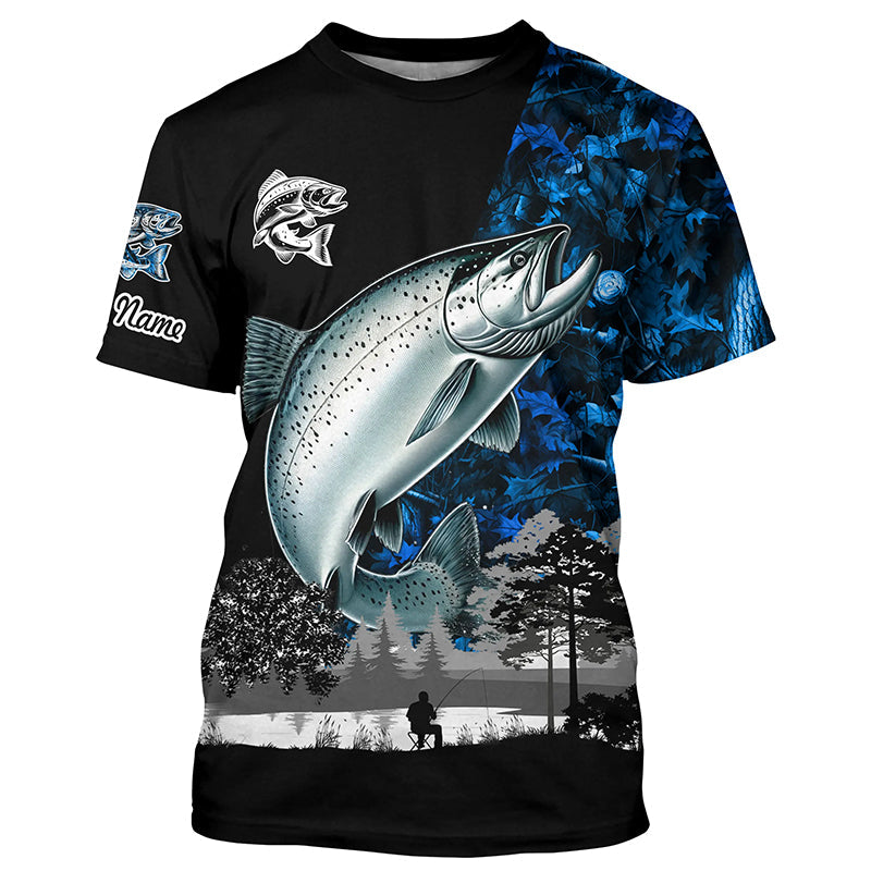 Chinook Salmon( King Salmon) Fishing blue camo Customize name UV protection performance fishing NQS1987