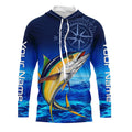 Personalized Tuna Saltwater Blue Long Sleeve Performance Fishing, Tuna compass tournament NQS5786