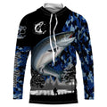 Chinook Salmon (King salmon) Fish blue camo Custom name performance anti UV long sleeve fishing NQS3629