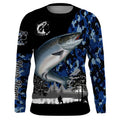 Chinook Salmon (King salmon) Fish blue camo Custom name performance anti UV long sleeve fishing NQS3629