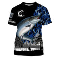 Chinook Salmon (King salmon) Fish blue camo Custom name performance anti UV long sleeve fishing NQS3629