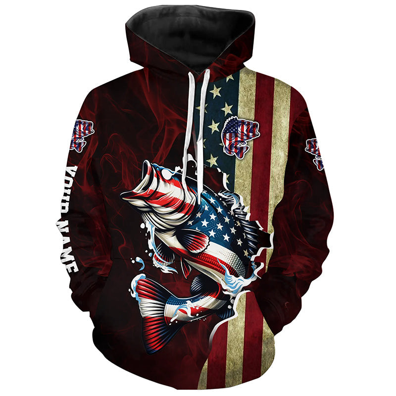 Largemouth Bass fishing American Flag Fisherman Custom Name 3D All over print NQS736