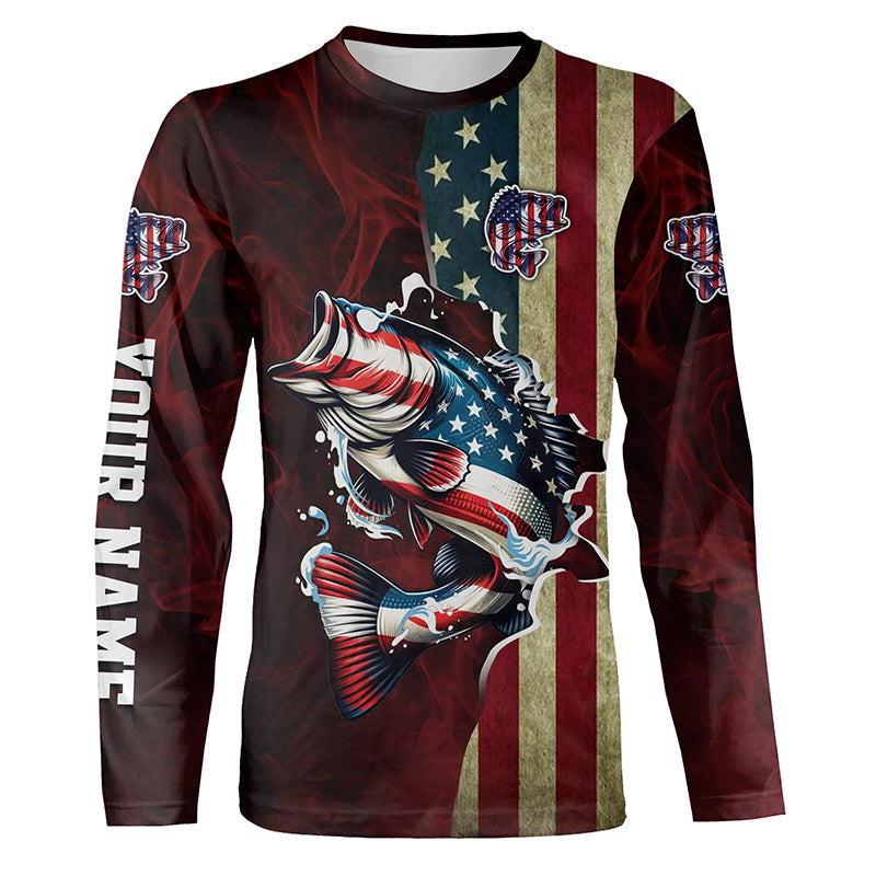 Largemouth Bass fishing American Flag Fisherman Custom Name 3D All over print NQS736