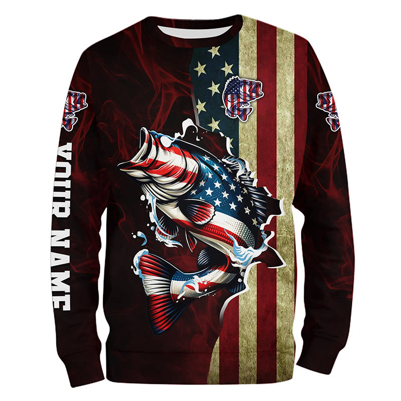 Largemouth Bass fishing American Flag Fisherman Custom Name 3D All over print NQS736