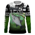 White bass Fishing freshwater fish UV protection quick dry Custom name long sleeves UPF 30+ fishing for adult and Kid NQS2660