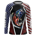 Largemouth Bass fishing American flag Custom UV protection performance long sleeve fishing NQS7173