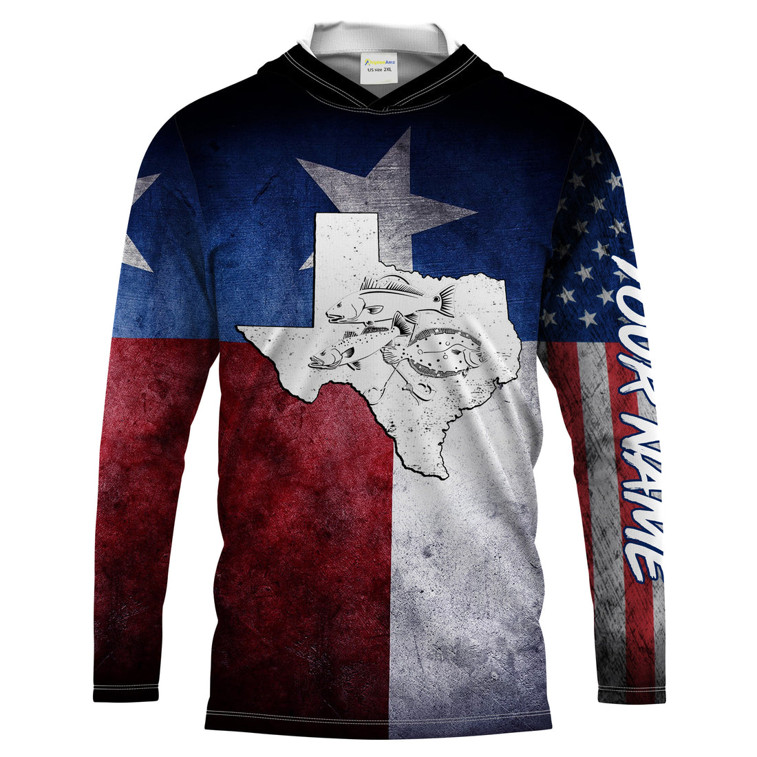 TX fishing redfish, trout, flounder Customize Name UV protection long sleeve fishing NQS1471