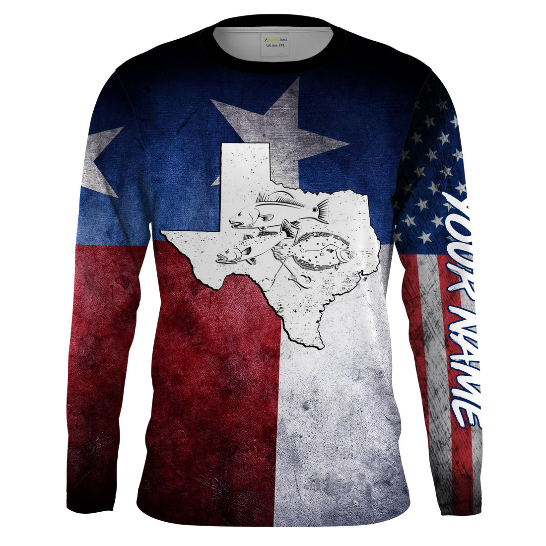 TX fishing redfish, trout, flounder Customize Name UV protection long sleeve fishing NQS1471