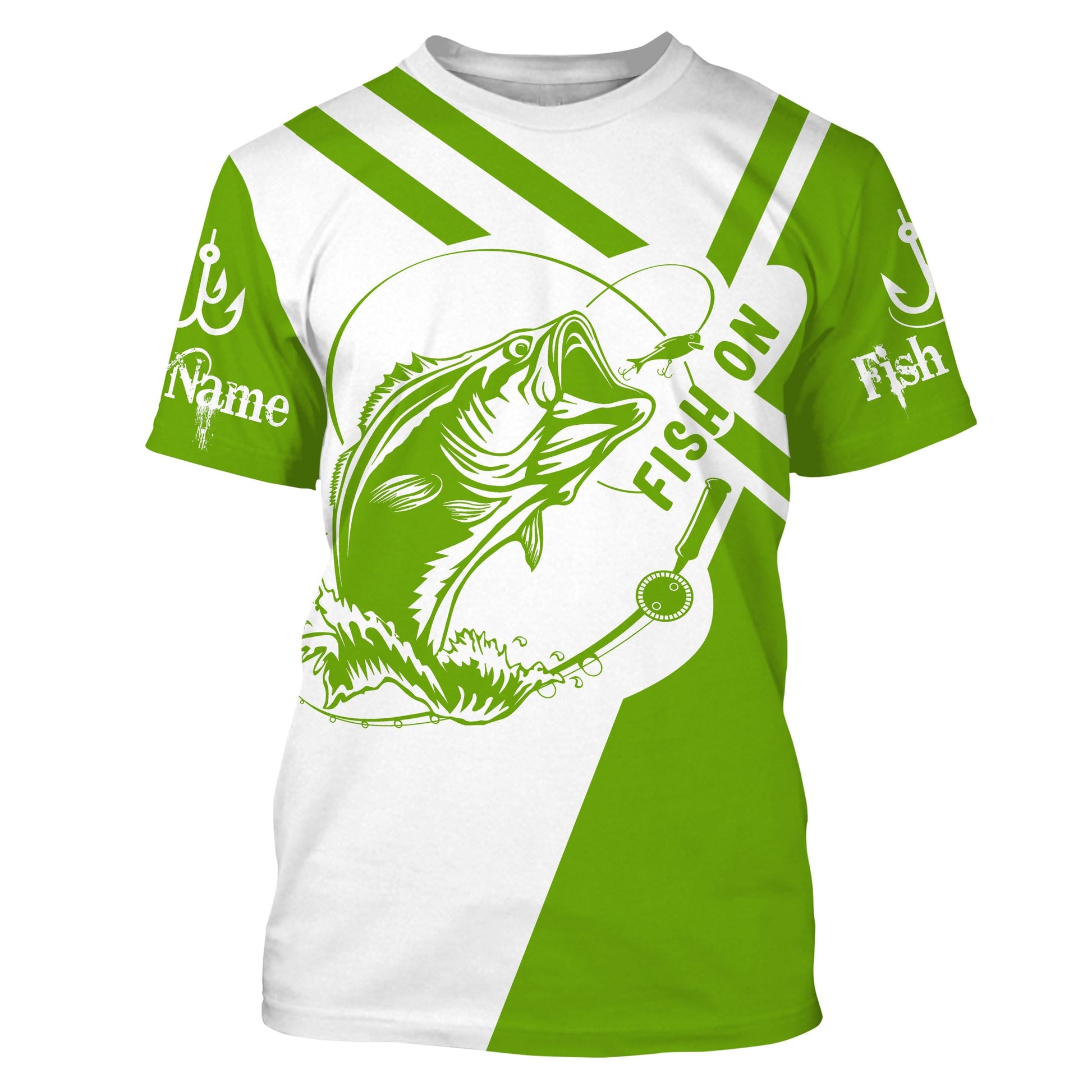 Largemouth Bass fishing clothes green Custom upf fishing, custom fishing with hood NQS3082
