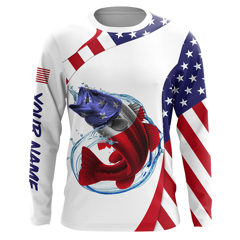 American Flag Largemouth Bass Fishing Custom patriotic fishing, personalized Fishing NQS4994