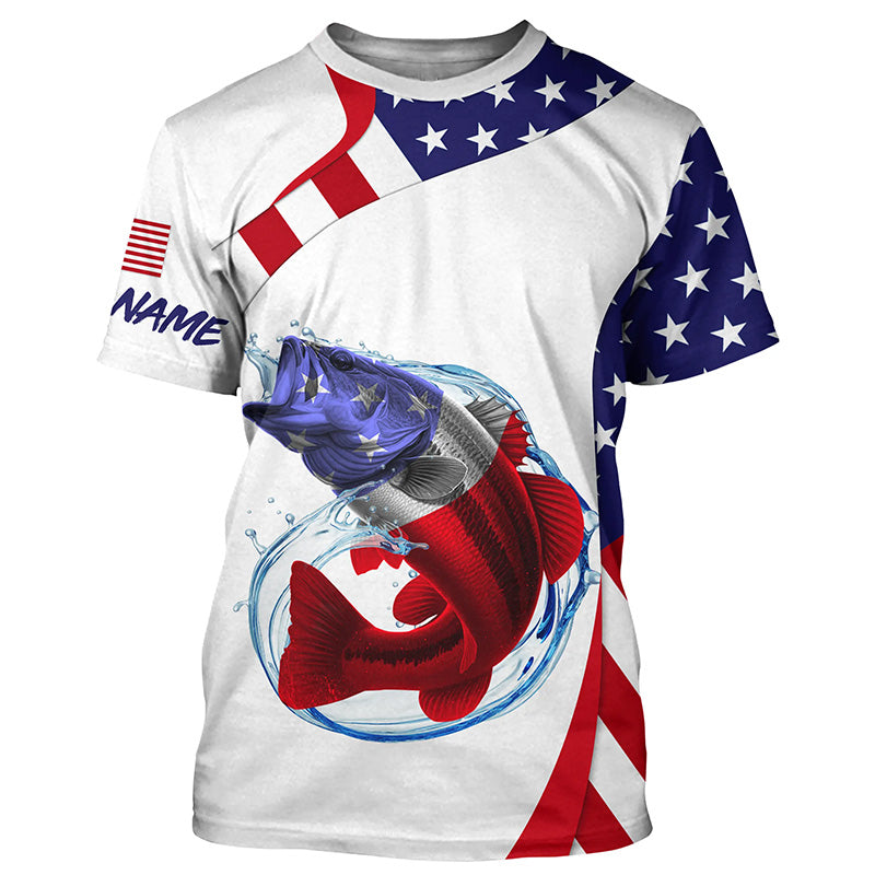 American Flag Largemouth Bass Fishing Custom patriotic fishing, personalized Fishing NQS4994