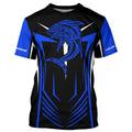 Tribal Tuna Fishing tattoo custom performance Long Sleeve tournament fishing | Blue NQS6433