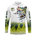 Largemouth bass fishing green scale American flag patriot Customize name long sleeves UV fishing NQS1855