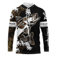 Walleye fishing tattoo camo Customize name black UV protection long sleeves fishing NQS1857