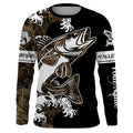 Walleye fishing tattoo camo Customize name black UV protection long sleeves fishing NQS1857