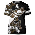 Walleye fishing tattoo camo Customize name black UV protection long sleeves fishing NQS1857