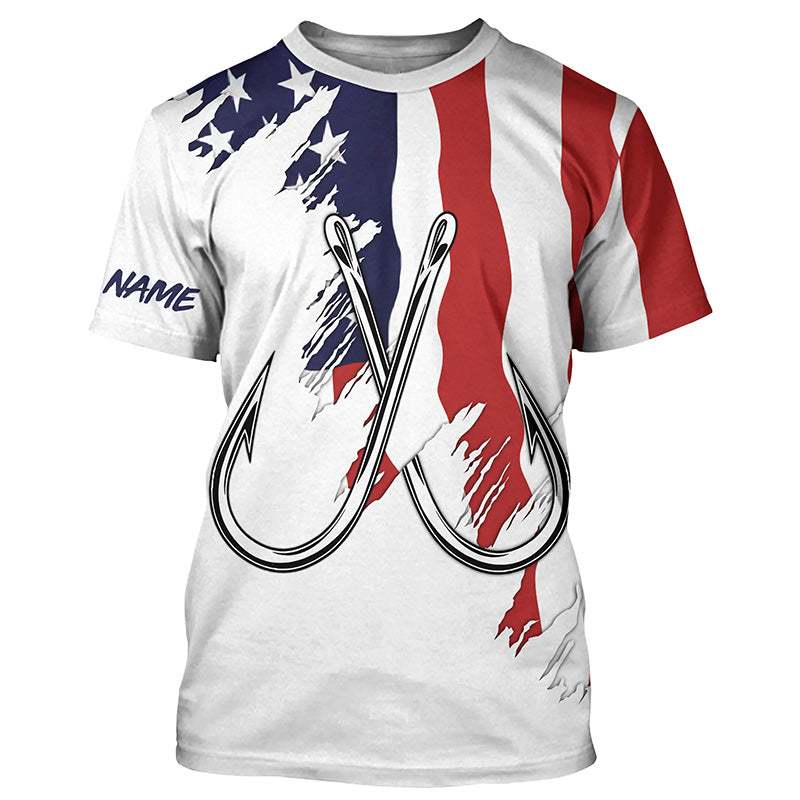 American flag US Fishing Fish Hook UV protection custom long sleeves Patriotic fishing apparel NQS7877
