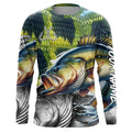Largemouth Bass Fishing green scales custom UV protection long sleeves fishing, Women NQS7881