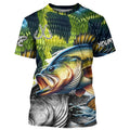 Largemouth Bass Fishing green scales custom UV protection long sleeves fishing, Women NQS7881