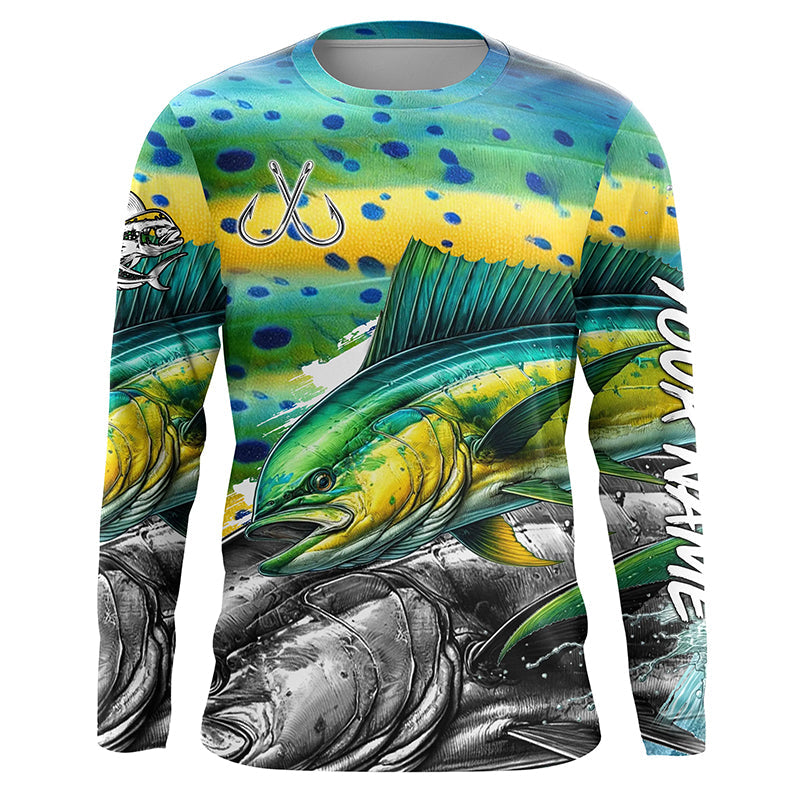 Mahi Mahi (Dorado) Fishing scales custom UV protection long sleeves fishing, Women NQS7882