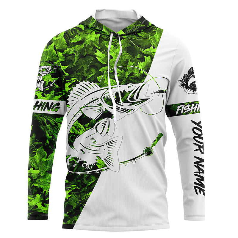 Walleye Green Camo customize name long sleeves fishing, personalized gift for Fishing lovers - NQS623