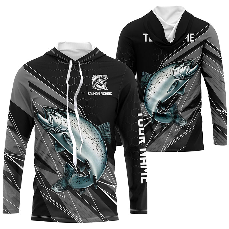 Personalized Black camo Chinook Salmon Fishing, Salmon Long Sleeve Fishing Tournament NQS8771