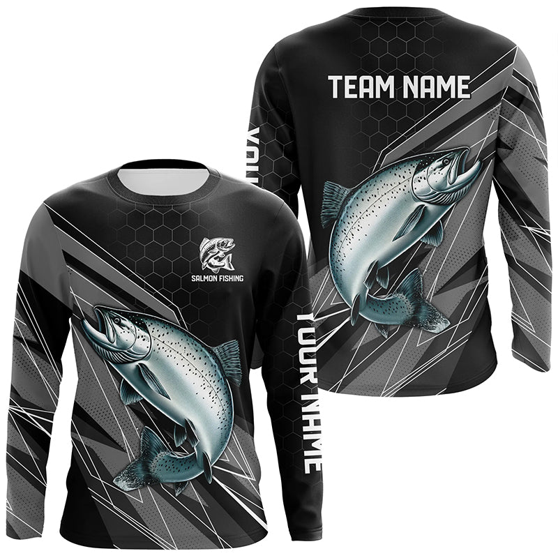 Personalized Black camo Chinook Salmon Fishing, Salmon Long Sleeve Fishing Tournament NQS8771