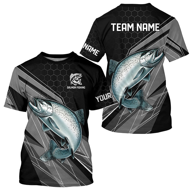 Personalized Black camo Chinook Salmon Fishing, Salmon Long Sleeve Fishing Tournament NQS8771