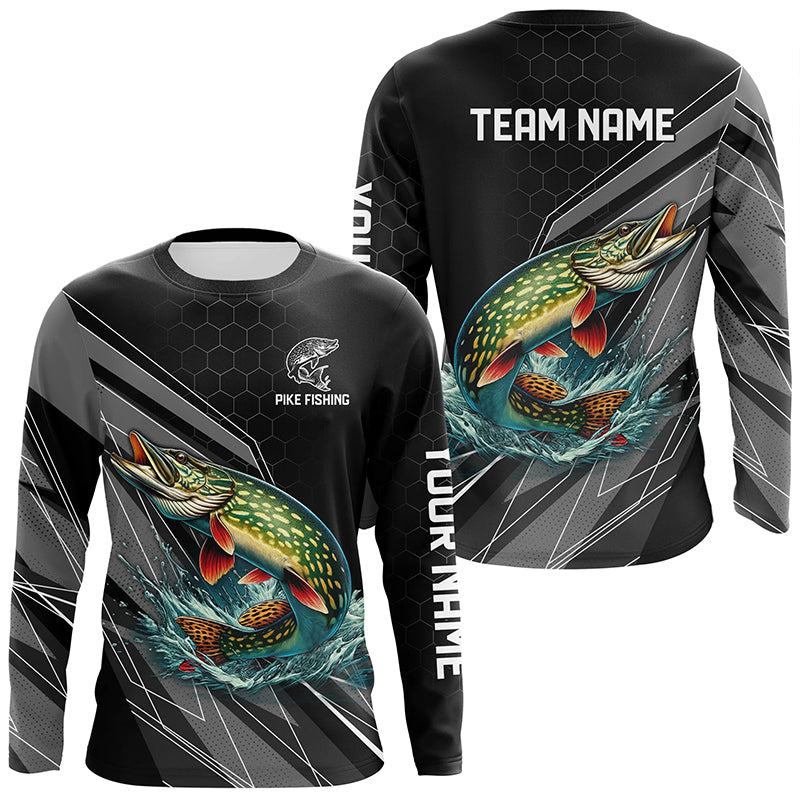 Personalized Black camo Northern Pike Fishing, Pike Long Sleeve Fishing Tournament NQS8772