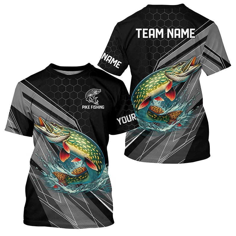 Personalized Black camo Northern Pike Fishing, Pike Long Sleeve Fishing Tournament NQS8772
