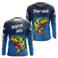 Blue camo Peacock Bass fishing Custom performance long sleeve team Bass fishing tournament NQS9240