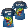 Blue camo Peacock Bass fishing Custom performance long sleeve team Bass fishing tournament NQS9240