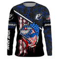 American Flag funny angry Bass fishing blue camo Custom Name Fishing NQS2995