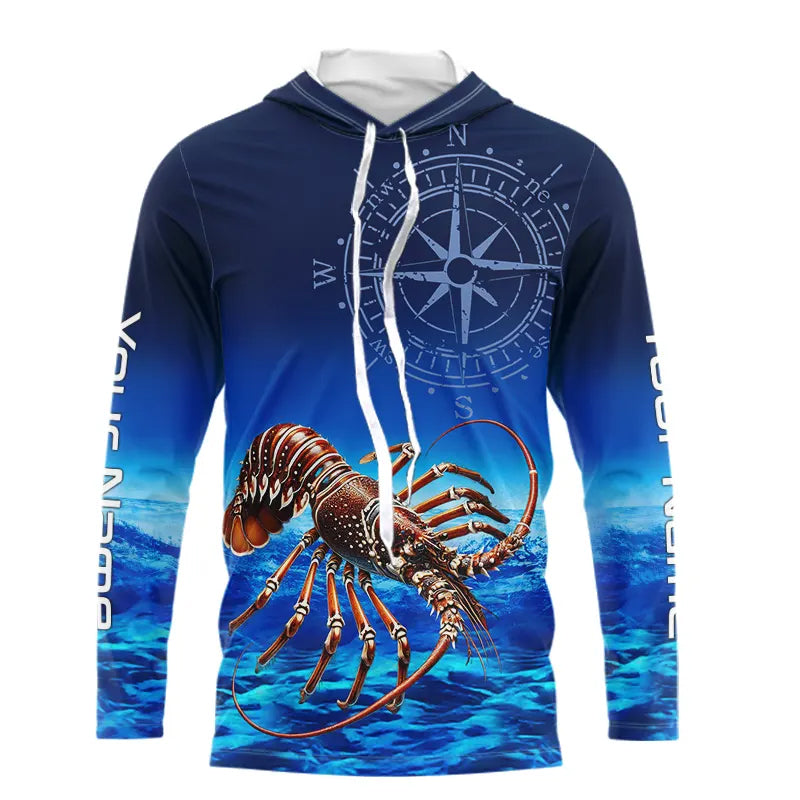 Personalized Florida Spiny Lobster Blue Performance Fishing, compass Lobster tournament NQS9735