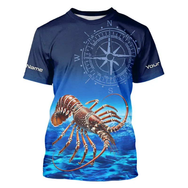 Personalized Florida Spiny Lobster Blue Performance Fishing, compass Lobster tournament NQS9735