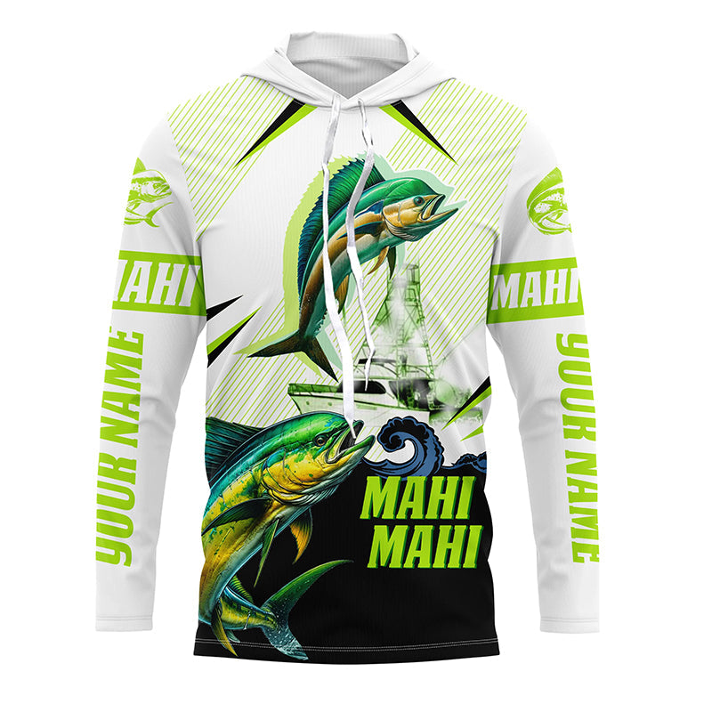 Mahi mahi Dorado fishing green camo Customize name long sleeves fishing NQS1860