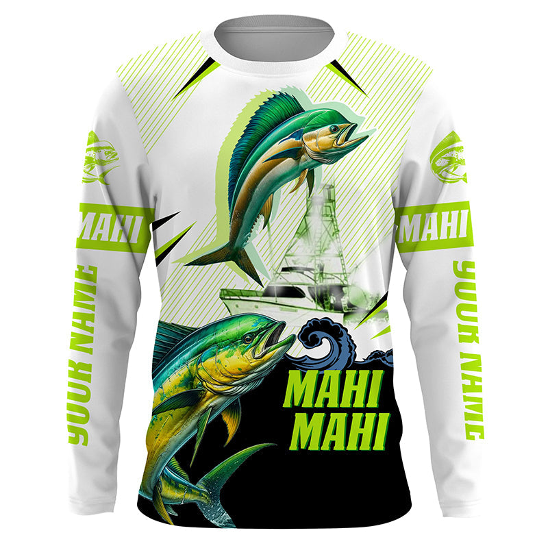 Mahi mahi Dorado fishing green camo Customize name long sleeves fishing NQS1860