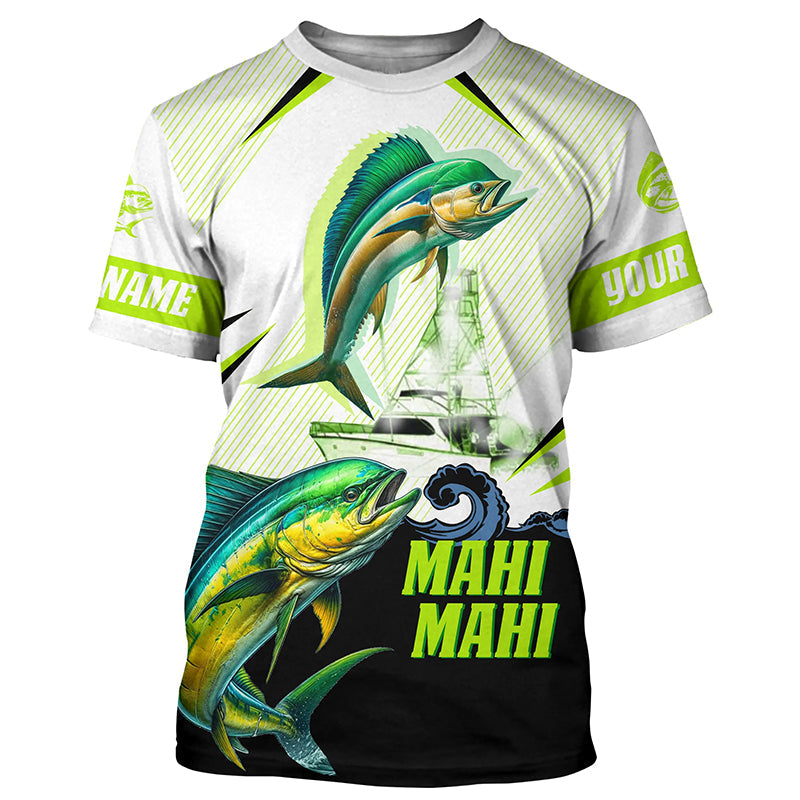 Mahi mahi Dorado fishing green camo Customize name long sleeves fishing NQS1860