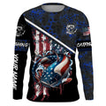 American Flag catfish fishing blue camo Custom Name Fishing UV Protection NQS3642