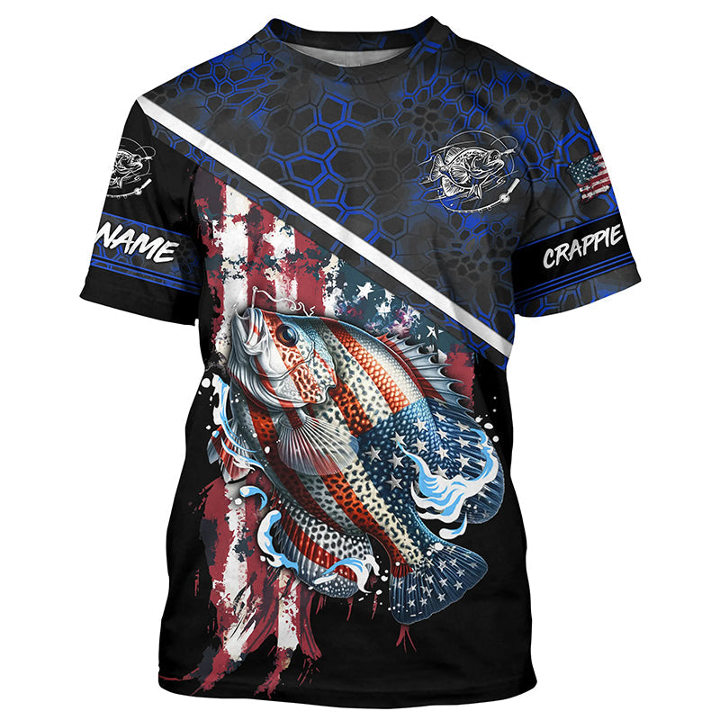 American Flag crappie fishing blue camo Custom Name Fishing UV Protection NQS3643