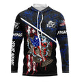 American Flag crappie fishing blue camo Custom Name UV Protection Fishing NQS3650
