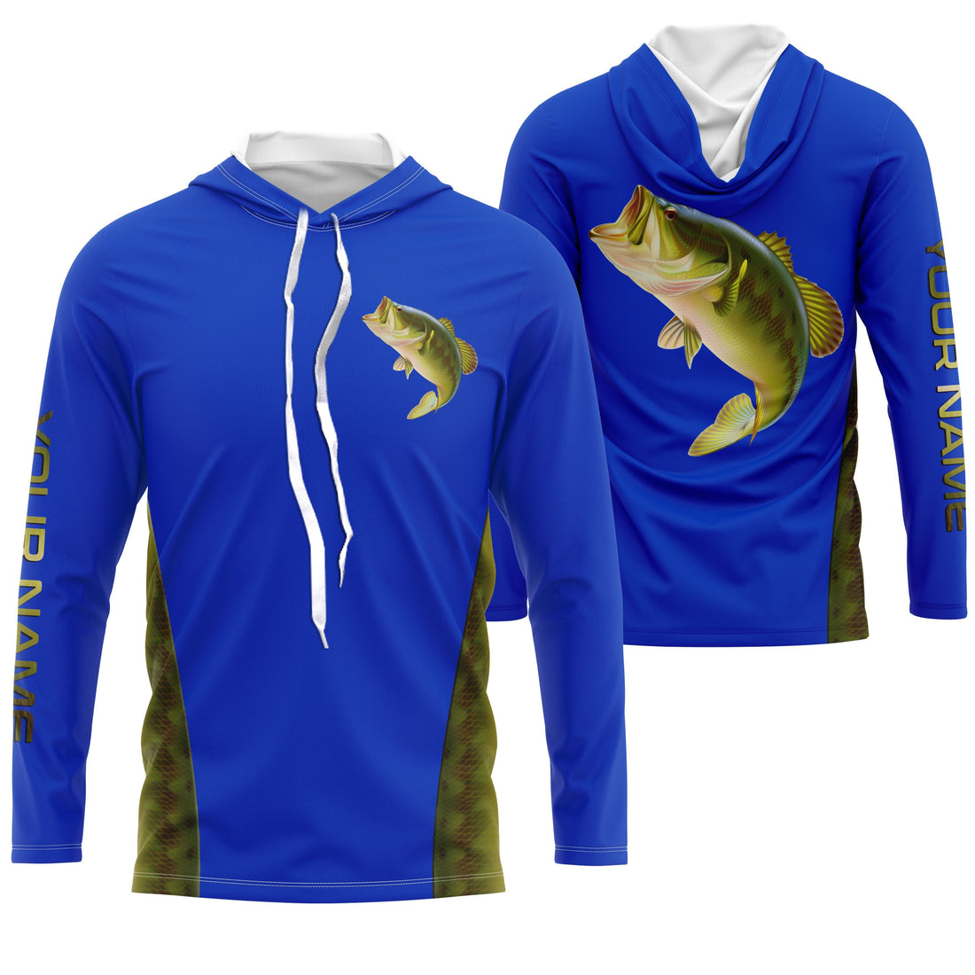 Largemouth Bass fishing blue ocean bass scales Custom Name 3D All over printed Fishing UV protection UPF 30+ NQS2535