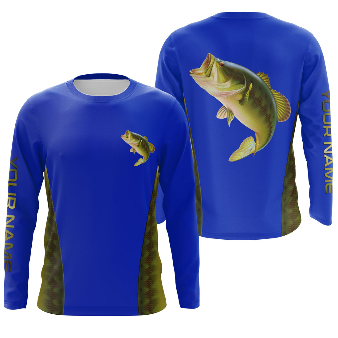 Largemouth Bass fishing blue ocean bass scales Custom Name 3D All over printed Fishing UV protection UPF 30+ NQS2535
