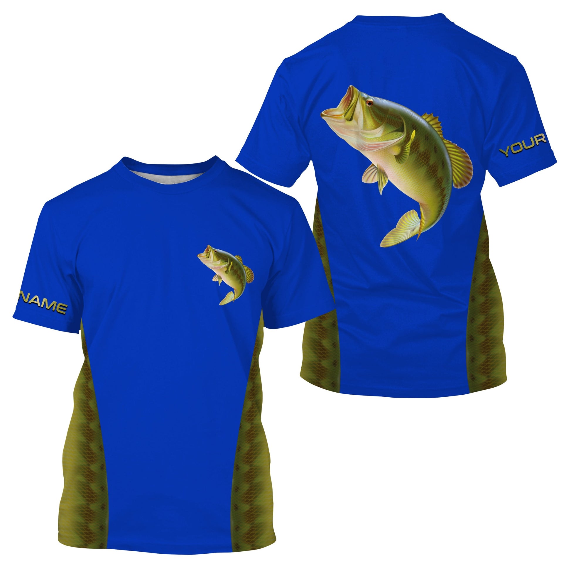 Largemouth Bass fishing blue ocean bass scales Custom Name 3D All over printed Fishing UV protection UPF 30+ NQS2535